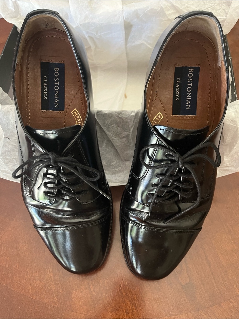 Bostonian Black Cap-Toe Leather Oxfords